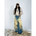5502890507195,5502890507196,5502890507197,5502890507198,5573559352722, Distressed Wide-Leg Vintage Washed Jeans Pants