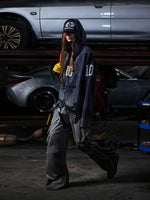 Distressed Zip-Up Hoodie with Number Print 3