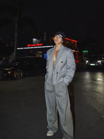Double-Breasted Blazer and Wide Leg Pants 1