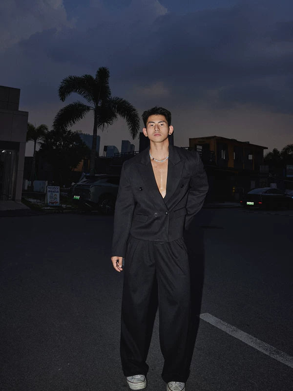 Double-Breasted Blazer and Wide Leg Pants 3
