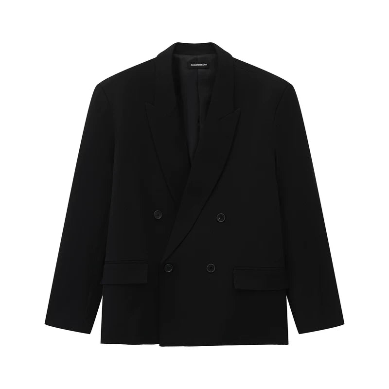 6120991137499,6120991137505,6120991137511, Double-Breasted Suit with Wide-Leg Pants