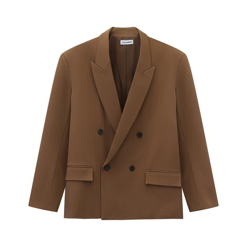6120991137502,6120991137508,6120991137514, Double-Breasted Suit with Wide-Leg Pants
