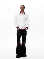 Double-Collar Faux Two-Piece Embroidered Shirt 3