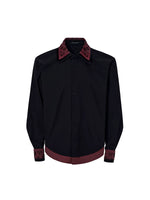 Double-Collar Faux Two-Piece Embroidered Shirt 5