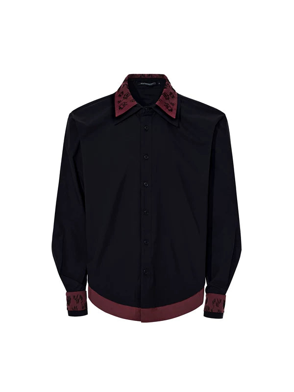 Double-Collar Faux Two-Piece Embroidered Shirt 5