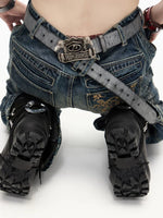 Double-Headed Eagle Distressed Leather Belt 1