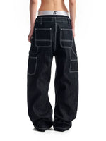 Double Knee Wide Leg Denim Pants 3