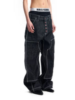 Double Knee Wide Leg Denim Pants 4