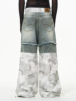 Double-Layer Camouflage Patchwork Wide Leg Pants 3