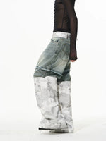 Double-Layer Camouflage Patchwork Wide Leg Pants 4