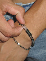 Double-Layer Cuban Chain Pearl ID Bracelet 1
