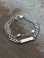Double-Layer Cuban Chain Pearl ID Bracelet 2