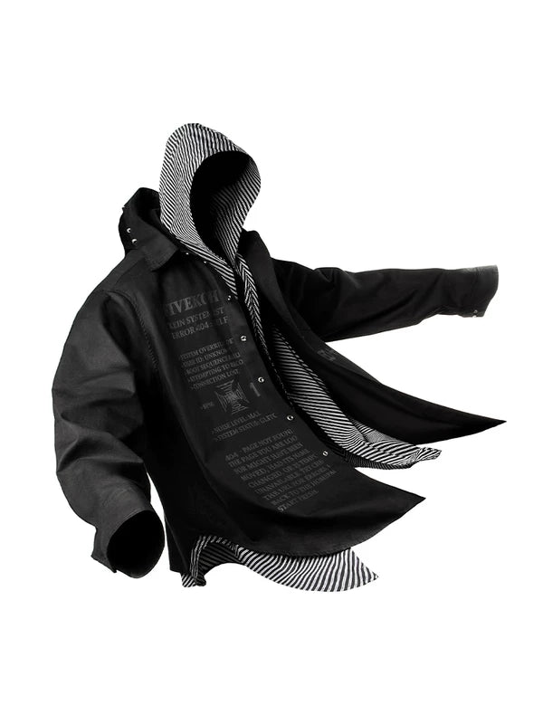 Double-Layer Faux Two-Piece Hooded Shirt 1