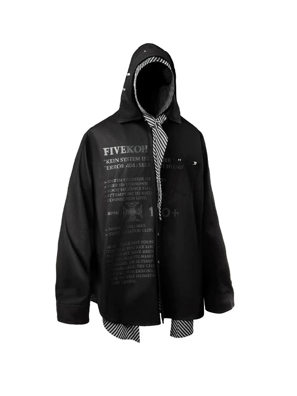 Double-Layer Faux Two-Piece Hooded Shirt 3