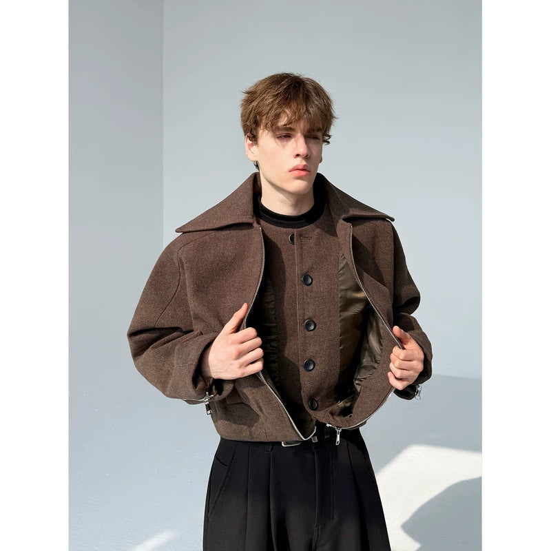 Double-Layer Faux Two-Piece Wool Jacket 2