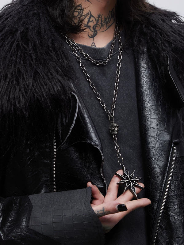 Double-Layer Skull Pendant Necklace 1
