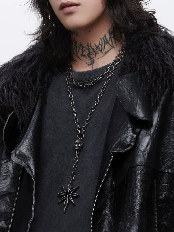 Double-Layer Skull Pendant Necklace 4