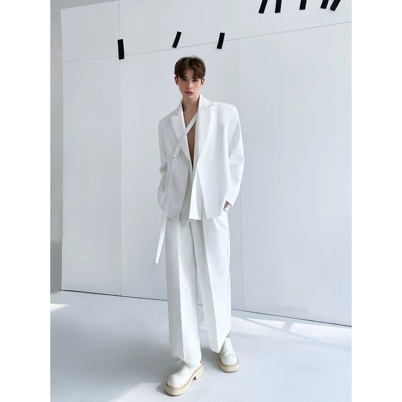 Double-Layer Tie Front Relaxed Suit Set 5