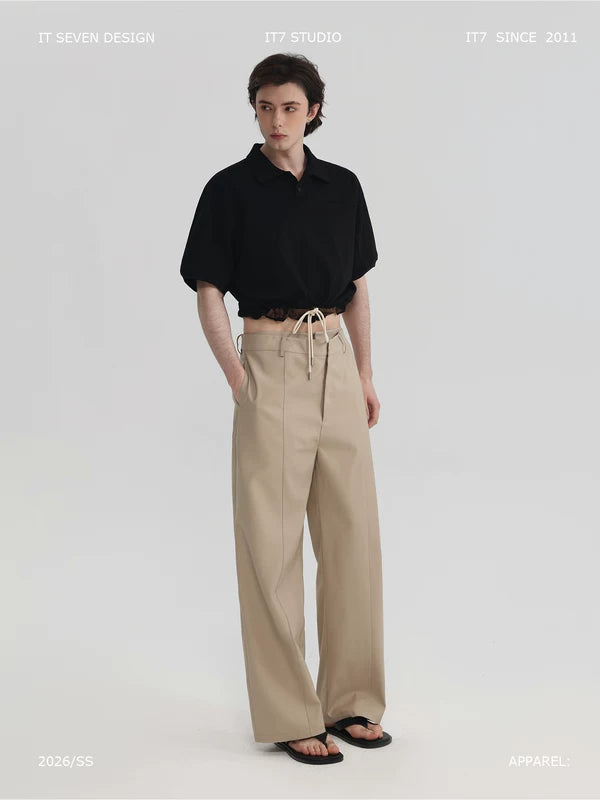 Double-Layer Waistband Straight-Leg Pants 1