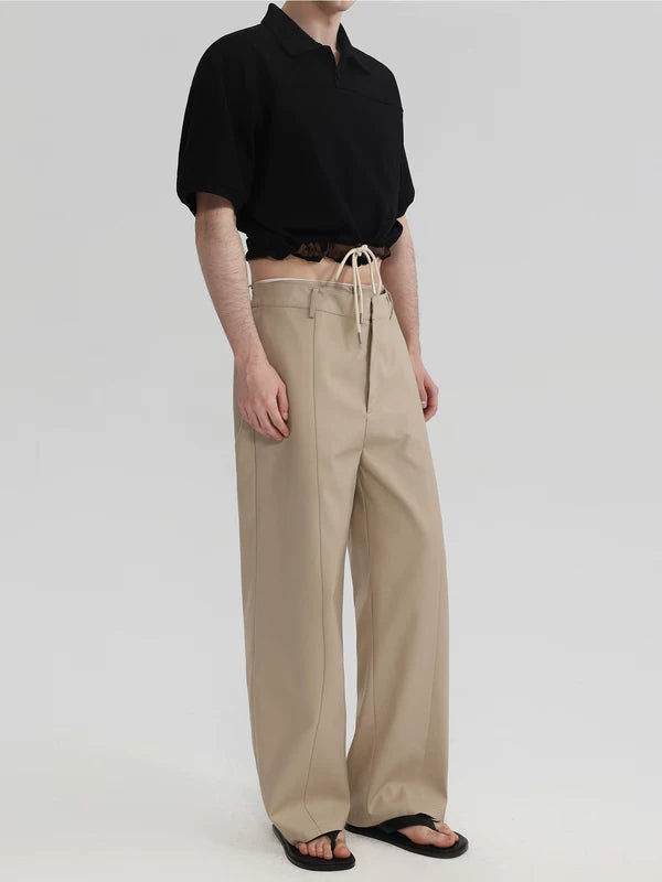 ,6045091397193,6045091397194,6045091397195, Double-Layer Waistband Straight-Leg Pants