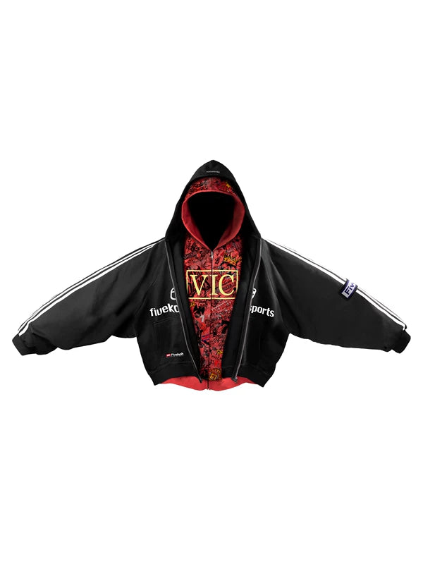Double Layer Zip Up Hoodie Sweatshirt 2