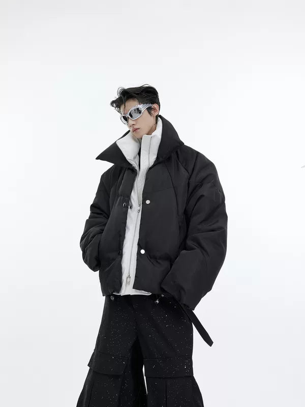 6030707669194,6030707669196,6030707669198, Double-Layered Faux Two-Piece Padded Jacket