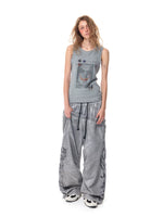 Double-Waist Applique Button Detail Sweatpants 5