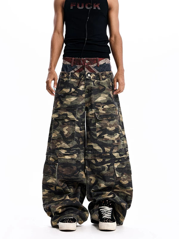 Double Waist Camouflage Cargo Pants 1