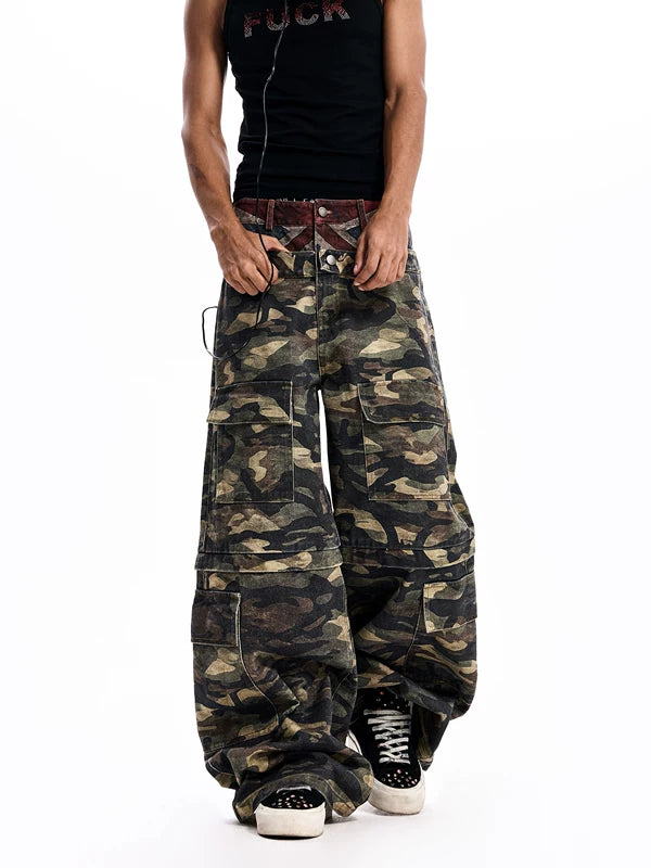 Double Waist Camouflage Cargo Pants 2