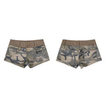 6266352946331,6266352946332,6266352946333,6266352946334, Double Waist Low-Rise Denim Shorts