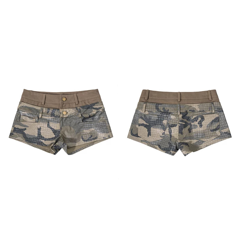 6266352946331,6266352946332,6266352946333,6266352946334, Double Waist Low-Rise Denim Shorts