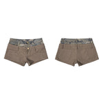 6266352946335,6266352946336,6266352946337,6266352946338, Double Waist Low-Rise Denim Shorts