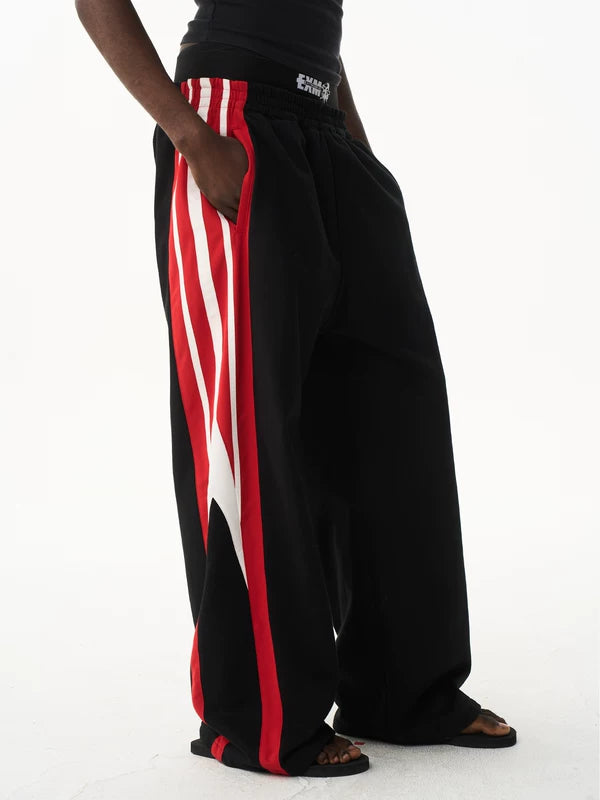 Double-Waist Wide-Leg Sporty Street Pants 1
