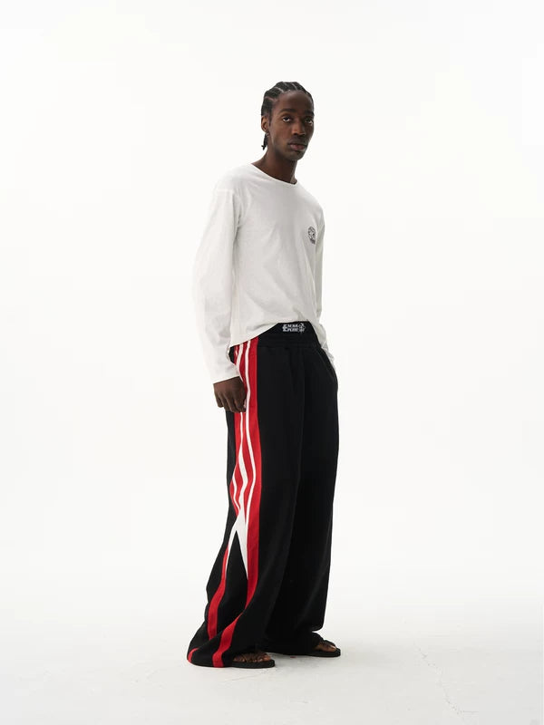 Double-Waist Wide-Leg Sporty Street Pants 2