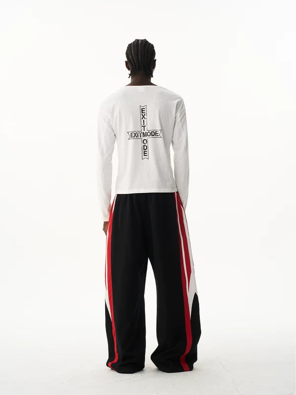 Double-Waist Wide-Leg Sporty Street Pants 4