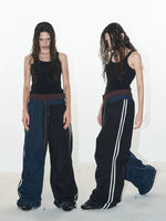 Double Waist Wide Leg Track Pants 1