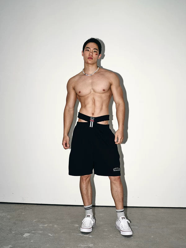 Double Waistband Crossover Casual Shorts 1