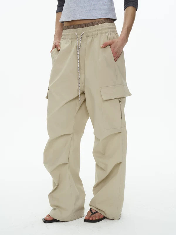 Double Waistband Pleated Cargo Pants 3