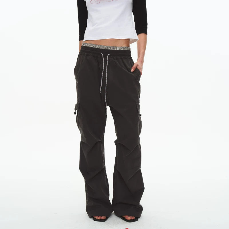 6053820716250,6053820716251,6053820716252,6053820716253, Double Waistband Pleated Cargo Pants