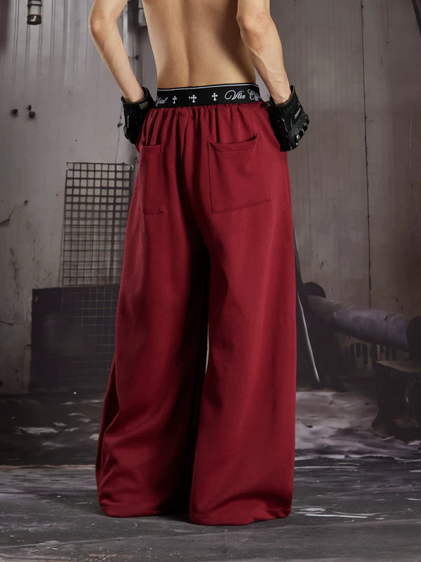 Double Waistband Printed Loose Casual Pants 3