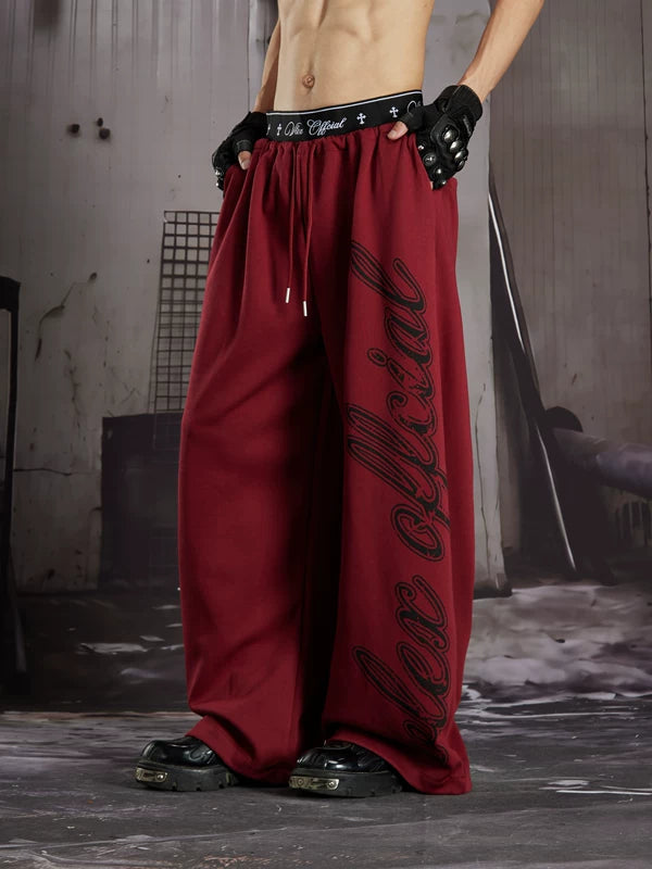 Double Waistband Printed Loose Casual Pants 5