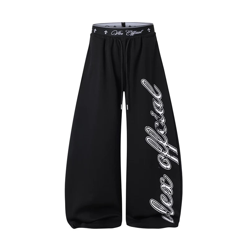 6101424557866,6101424557867,6101424557868,6101424557869, Double Waistband Printed Loose Casual Pants