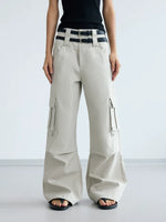 Double-Waistband Wide-Leg Cargo Pants 1