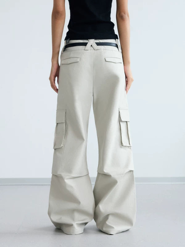 Double-Waistband Wide-Leg Cargo Pants 3