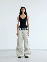Double-Waistband Wide-Leg Cargo Pants 5