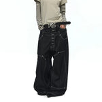 6180854751469,6180854751470,6180854751471,6180854751472, Double Waistband Wide Leg Denim Pants
