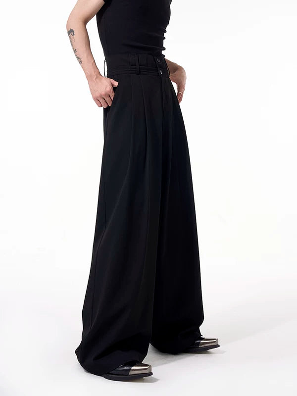 Double Waistband Wide Leg Suit Pants 2