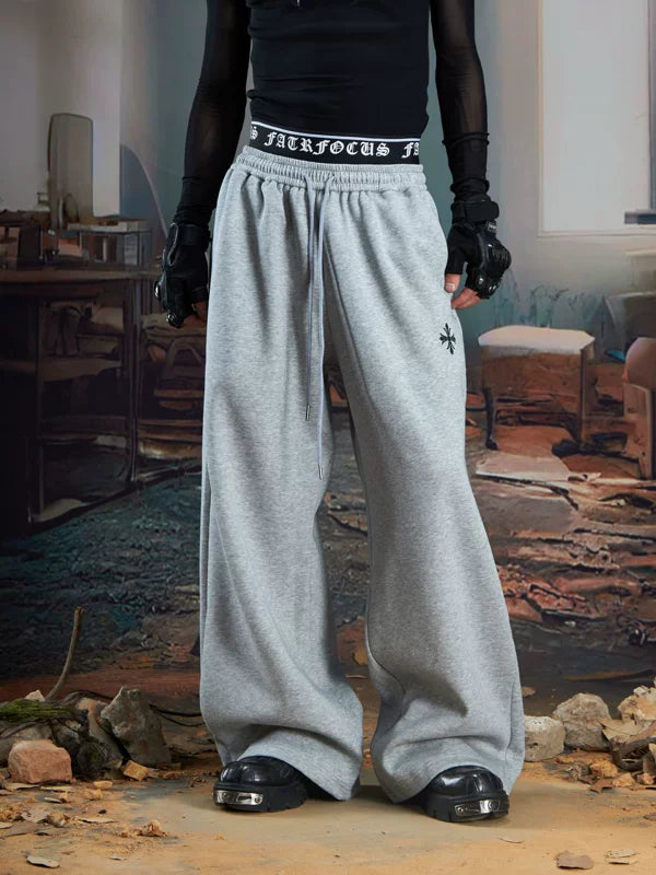 Double Waistband Wide Leg Sweatpants 1