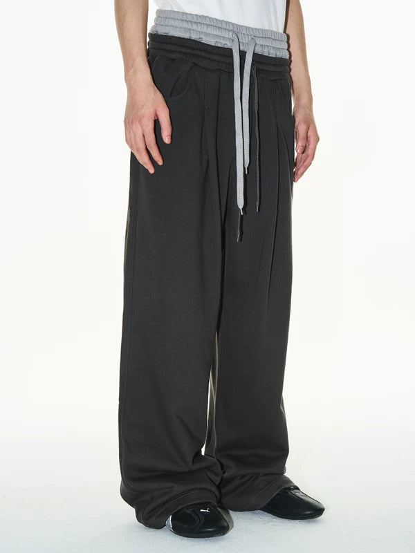 Double-Waisted Pleated Wide-Leg Sweatpants 3