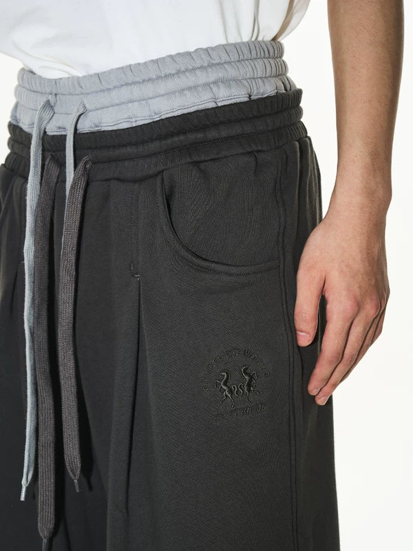 Double-Waisted Pleated Wide-Leg Sweatpants 5
